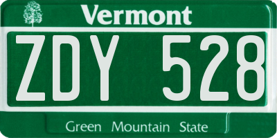 VT license plate ZDY528