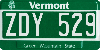 VT license plate ZDY529