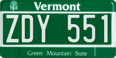 VT license plate ZDY551