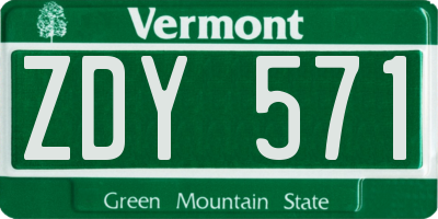 VT license plate ZDY571