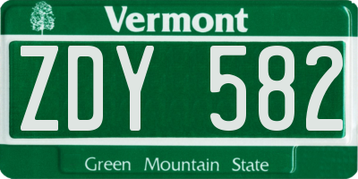 VT license plate ZDY582