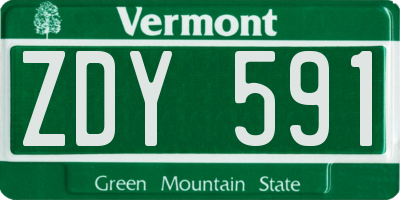 VT license plate ZDY591