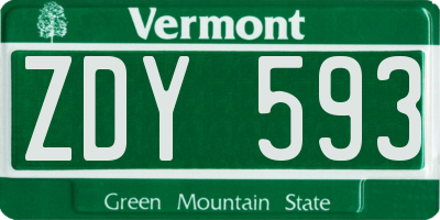 VT license plate ZDY593