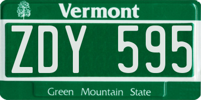 VT license plate ZDY595