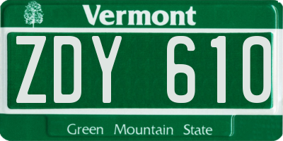 VT license plate ZDY610