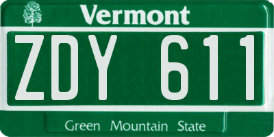 VT license plate ZDY611