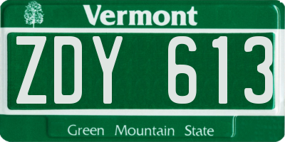 VT license plate ZDY613