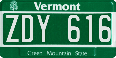 VT license plate ZDY616