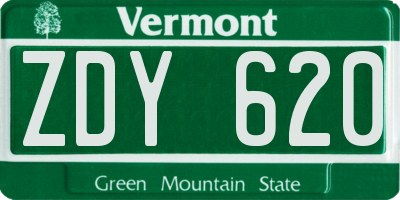 VT license plate ZDY620