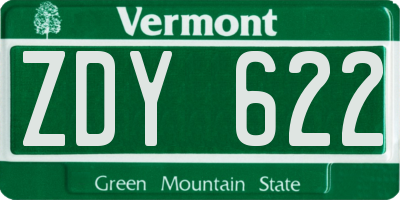 VT license plate ZDY622