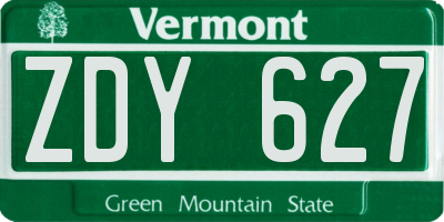 VT license plate ZDY627
