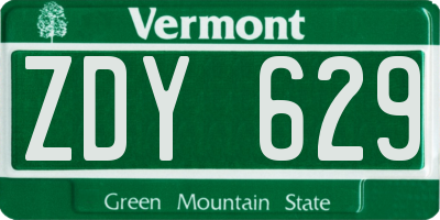 VT license plate ZDY629