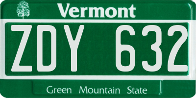 VT license plate ZDY632
