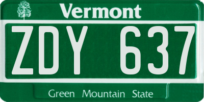 VT license plate ZDY637