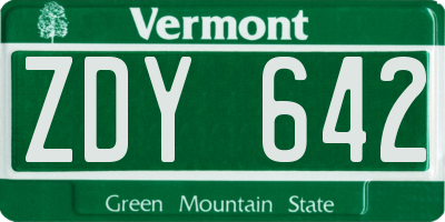 VT license plate ZDY642