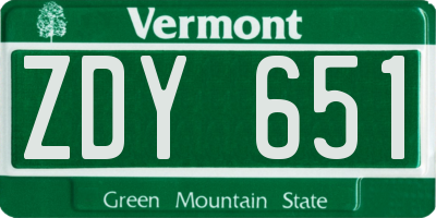 VT license plate ZDY651