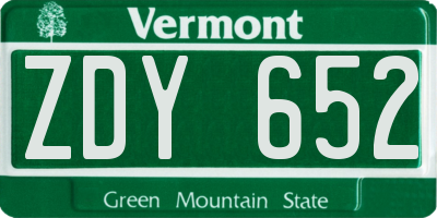 VT license plate ZDY652