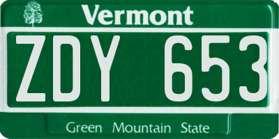 VT license plate ZDY653