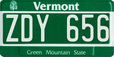 VT license plate ZDY656