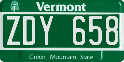 VT license plate ZDY658
