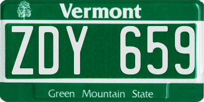 VT license plate ZDY659