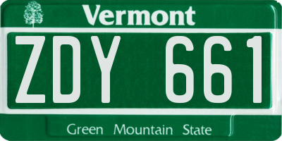 VT license plate ZDY661