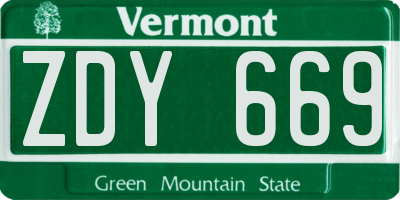 VT license plate ZDY669