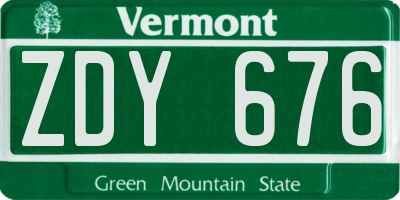 VT license plate ZDY676