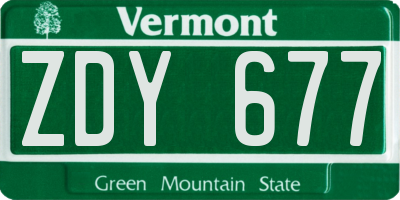 VT license plate ZDY677