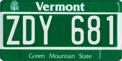 VT license plate ZDY681