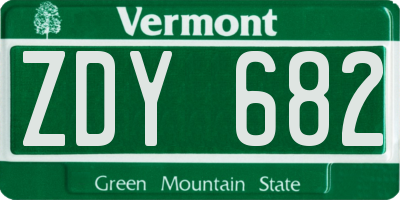 VT license plate ZDY682