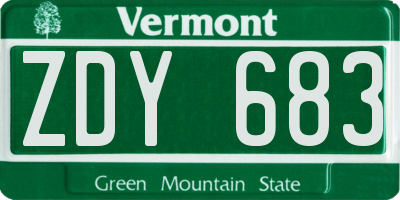 VT license plate ZDY683