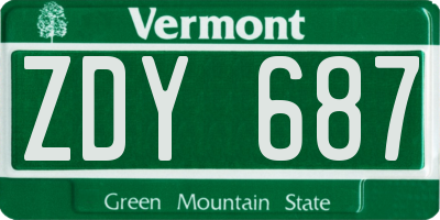 VT license plate ZDY687