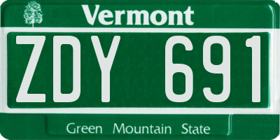 VT license plate ZDY691