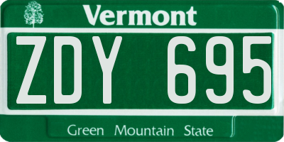 VT license plate ZDY695
