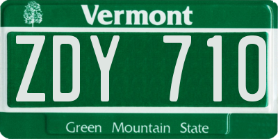 VT license plate ZDY710