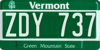 VT license plate ZDY737