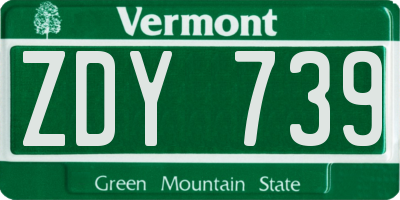 VT license plate ZDY739