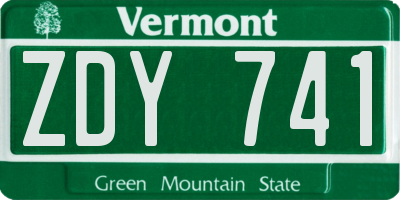 VT license plate ZDY741