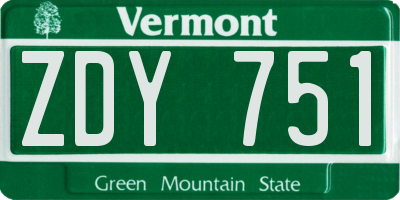 VT license plate ZDY751