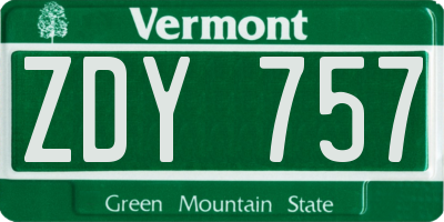 VT license plate ZDY757