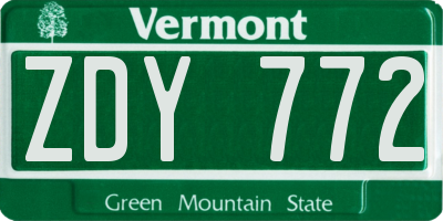 VT license plate ZDY772