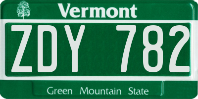 VT license plate ZDY782