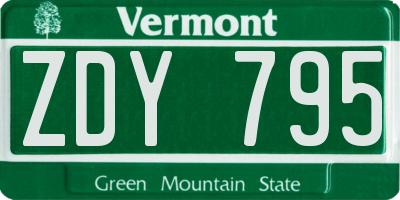 VT license plate ZDY795