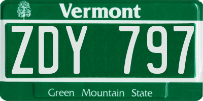 VT license plate ZDY797