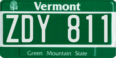 VT license plate ZDY811