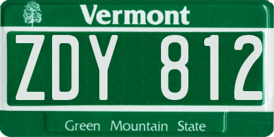 VT license plate ZDY812