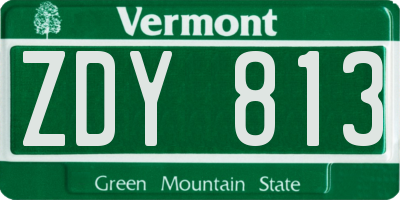 VT license plate ZDY813