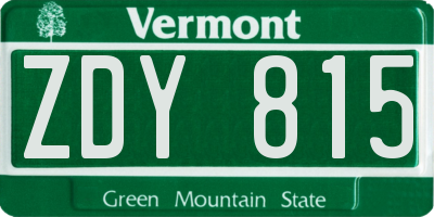 VT license plate ZDY815
