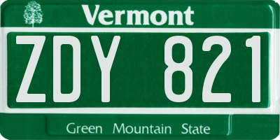 VT license plate ZDY821